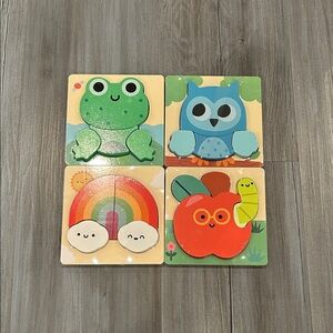 Colorful Animal and Rainbow Wooden Puzzle Set